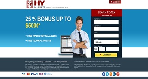 HY Markets homepage