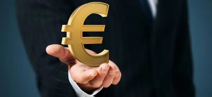 Euro symbol on a hand