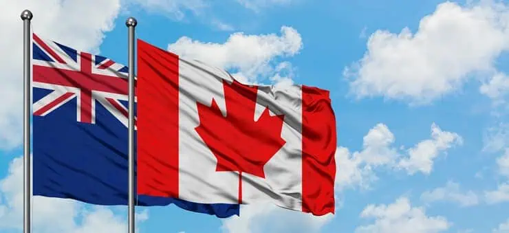 flags of New Zealand and Canada