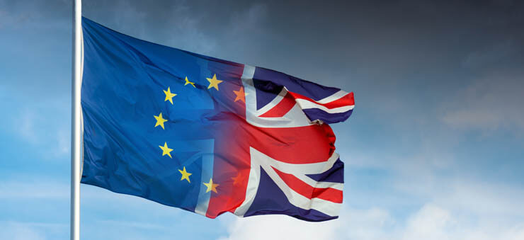 merged UK and EU flags