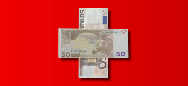 Euro on Swiss flag